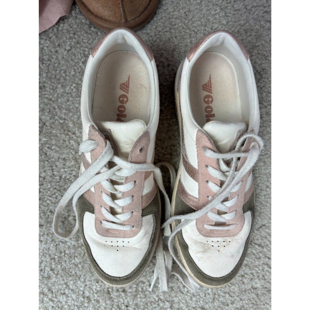 Gola Grandslam Quadrant Sneakers - Off-White/Rose Gold/Mauve - Size 8